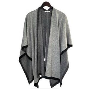 NWT VICI Mustard Seed Gray and Black Open Front Poncho ~ M